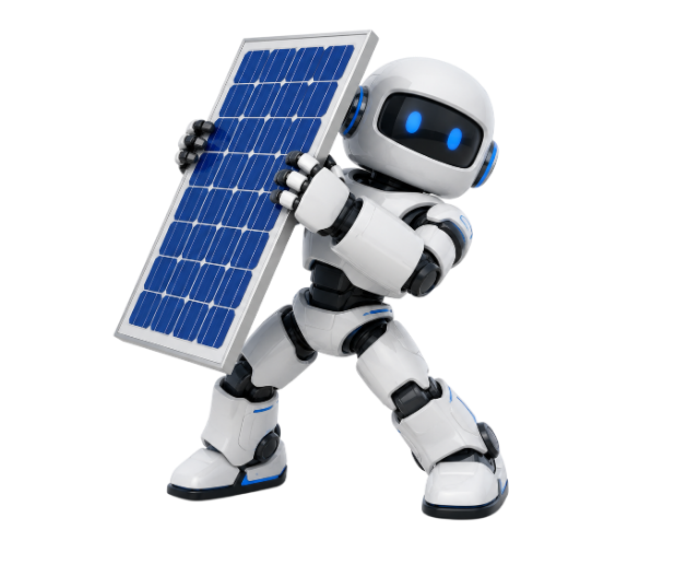 Robot carrying a solar panel