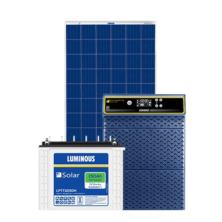 Off-grid solar panels with a Luminous battery and inverter